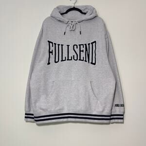 FULL SEND Heavy Grey Navy Embroidered Hoodie Sweatshirt  Size M Medium